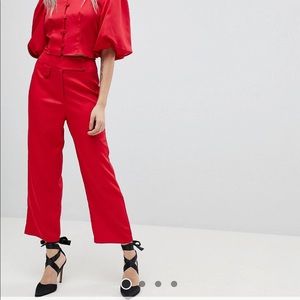 Fashion Union Red Tailored Pants